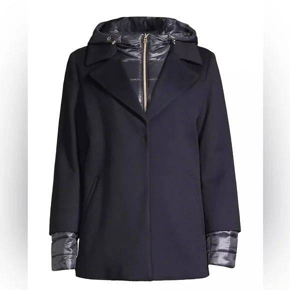 Herno Layered Quilted & Wool Puffer Jacket Navy size 42 - Picture 2 of 8